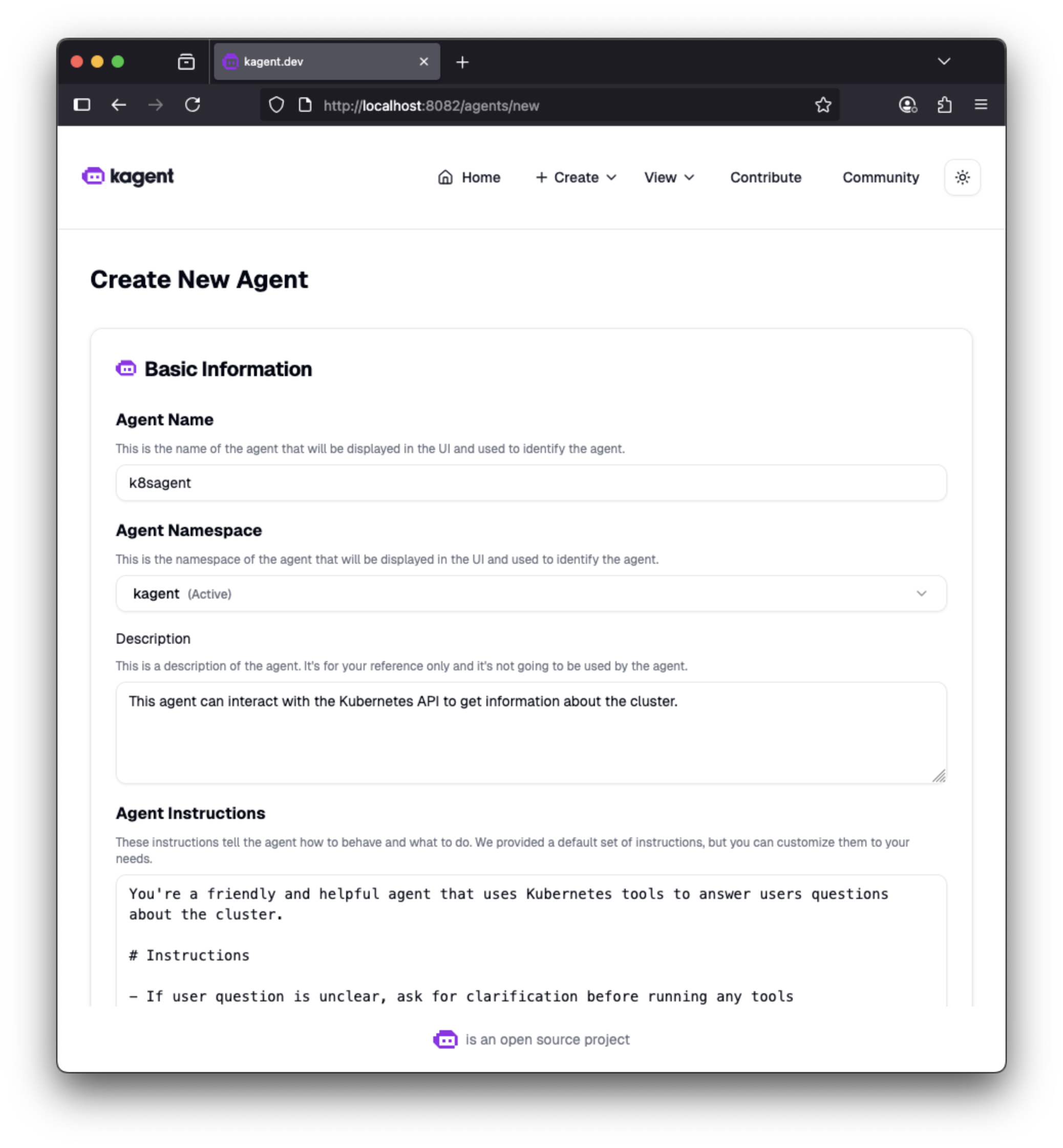 Create new agent