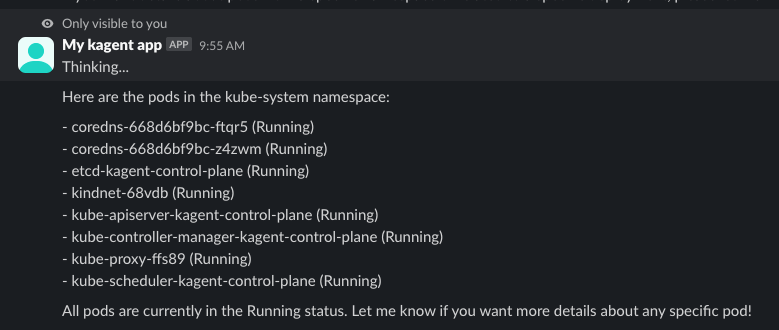 Agent response in Slack
