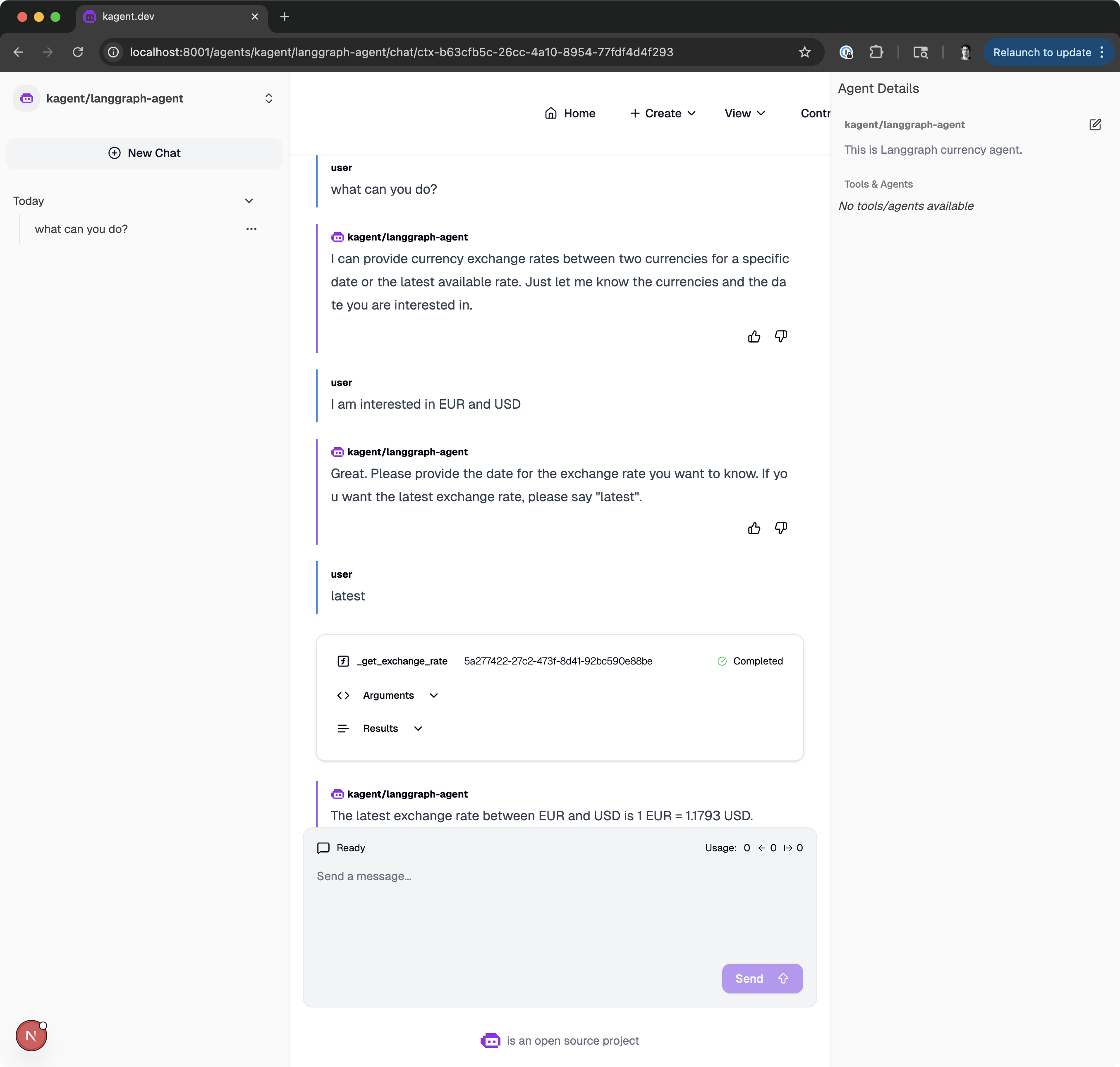 Chat with your LangGraph agent BYO Agent